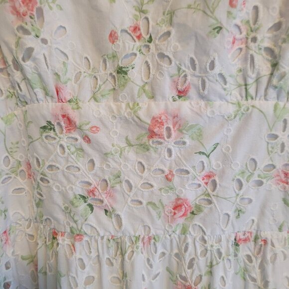 LoveShackFancy x Target Eyelet Midi Dress Floral Fairycore Puff Sleeve Pastel XL - Picture 9 of 16